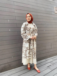 Noi 43353 Bej Desenli Scuba Ceket