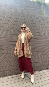 Noi 43424 Bordo Şifon Pilise Etek