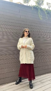 Noi 43424 Bordo Şifon Pilise Etek