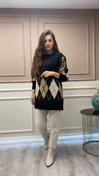 Noi 43701 Siyah Baklava Desen Kazak