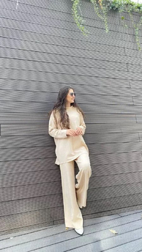 Noi 43711 Bej Yarısı Çizgisel Örgü Triko Bluz