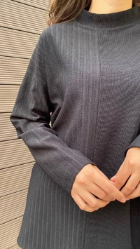 Noi 43711 Siyah Yarısı Çizgisel Örgü Triko Bluz
