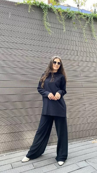 Noi 43711 Siyah Yarısı Çizgisel Örgü Triko Bluz