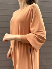 Noi 53222 Tarçın Krep Jarse Kolları Manşetli A Form Elbise