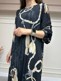 Noi 53255 Siyah Desenli A Form Elbise