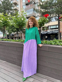 Noi 53260 Benetton Kendinden Kraşlı İki Renk Elbise