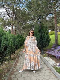 Noi 53261 Bej Rengi Manolya Desen Gömlek Elbise
