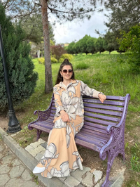 Noi 53261 Bej Rengi Manolya Desen Gömlek Elbise