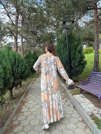 Noi 53261 Bej Rengi Manolya Desen Gömlek Elbise