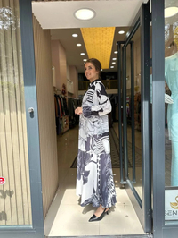 Noi 53261 Siyah Renk Manolya Desen Gömlek Elbise