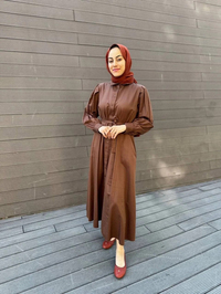 Noi 53265 Kahverengi Gömlek Elbise