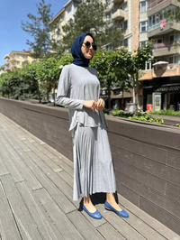 Noi 64164 Gri Elenay Etekli Takım