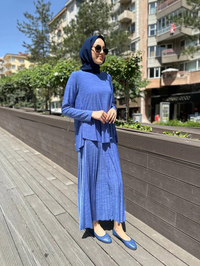 Noi 64164 İndigo Elenay Etekli Takım