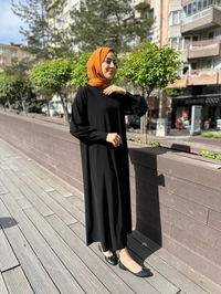Noi 64234 Siyah Krep Jarse A Form Elbise