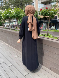 Noi 64257 Siyah Cotton Penye Önü Noi Nakış Elbise