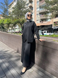 Noi 64310 Siyah Scuba Yakası İşlemeli Etekli Takım