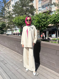 Noi 64320 Bej Scuba Ceket Pantolon Takım