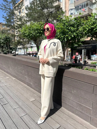 Noi 64320 Bej Scuba Ceket Pantolon Takım