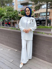 Noi 64320 Ekru Scuba Ceket Pantolon Takım