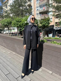 Noi 64320 Siyah Scuba Ceket Pantolon Takım