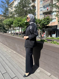 Noi 64320 Siyah Scuba Ceket Pantolon Takım