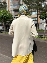 Noi 64335 Krem Puf Scuba Üstten Dikişli Blazer Ceket