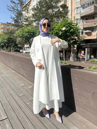 Noi 64342 Ekru Arkası Üçgen Şal Yaka Scuba Kap