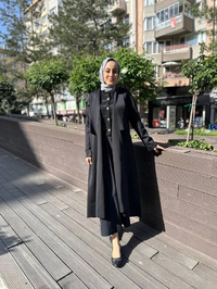 Noi 64342 Siyah Arkası Üçgen Şal Yaka Scuba Kap