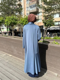 Noi 64343 İndigo Şal Yaka Eteği Volanlı Scuba Kap