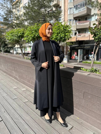 Noi 64343 Siyah Şal Yaka Eteği Volanlı Scuba Kap