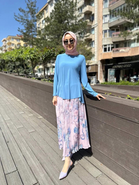 Noi 64429 Lila Şifon Kroşki Desenli Etek