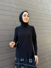 Noi 73157 Siyah Jarse Balıkçı Yaka Bluz