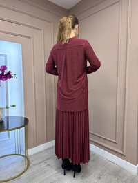 Noi 74101 Bordo Elenay Bluz Etek Takım