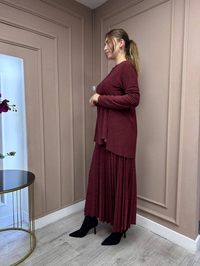 Noi 74101 Bordo Elenay Bluz Etek Takım