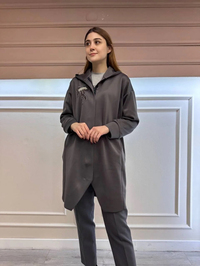 Noi 74306 Antrasit Scuba Yakası İşlemeli Ceket