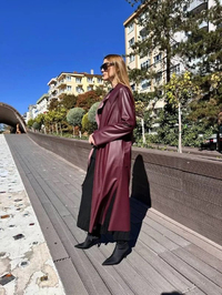 Noi 74316 Bordo Deri Arkası Kemerli Kap