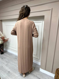 Nuss Triko 23K-401ELB Mocha Şeritli Triko Elbise