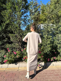 Nuss Triko 23K-602 Bej Triko Etekli Takım