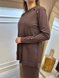 Nuss Triko 23K-602 Kahverengi Triko Etekli Takım