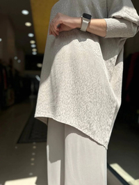 Nuss Triko 23K5005 Bej Saten Leopar Desen Pantolonlu Takım