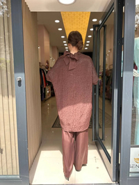 Nuss Triko 23K5005 Kahve Saten Leopar Desen Pantolonlu Takım
