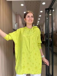 Nuss Triko 23Y5001 Fıstık Yeşili Yaka Bağlamalı Gömlek