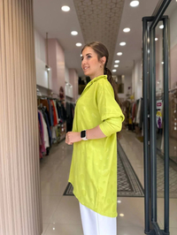Nuss Triko 23Y5001 Fıstık Yeşili Yaka Bağlamalı Gömlek