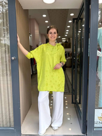Nuss Triko 23Y5001 Fıstık Yeşili Yaka Bağlamalı Gömlek