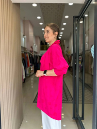 Nuss Triko 23Y5001 Fuşya Yaka Bağlamalı Gömlek