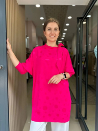 Nuss Triko 23Y5001 Fuşya Yaka Bağlamalı Gömlek