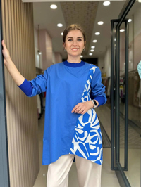Nuss Triko 23Y5009 Mavi Ön Detaylı Tunik
