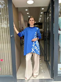 Nuss Triko 23Y5009 Mavi Ön Detaylı Tunik