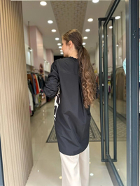Nuss Triko 23Y5009 Siyah Ön Detaylı Tunik