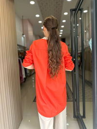 Nuss Triko 23Y5009 Turuncu Ön Detaylı Tunik